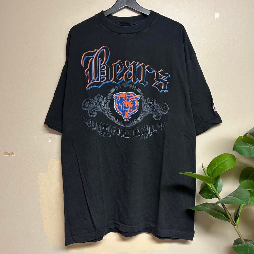 Vintage 90s Chicago Bears Logo 7 Graphic T Shirt Mens 3XL Black Made in USA